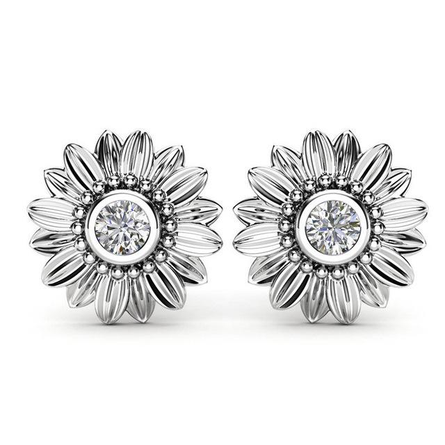 silver sunflower earrings