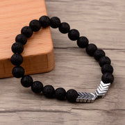 Black & Silver Lava Stone Bracelet