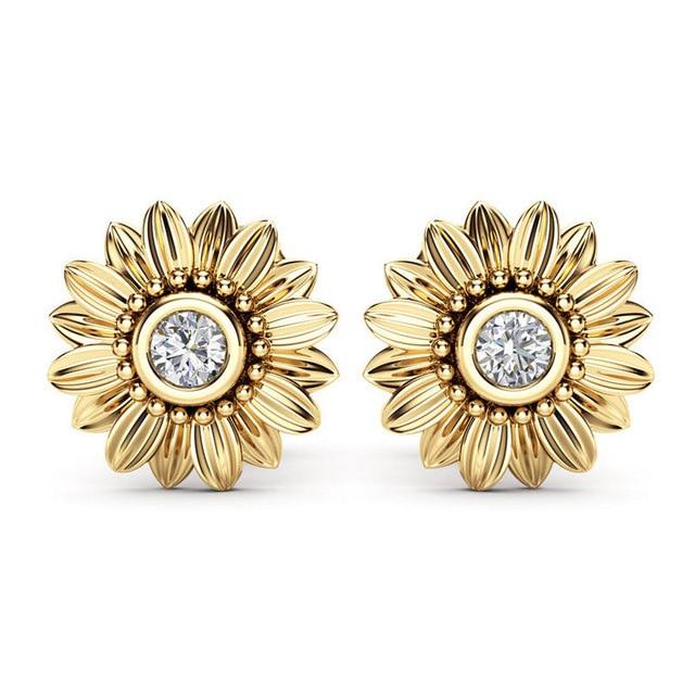 gold sunflower earrings