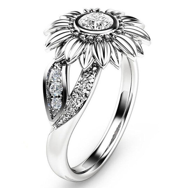 Silver/Gold Sunflower Ring | StyleLuxe Co.