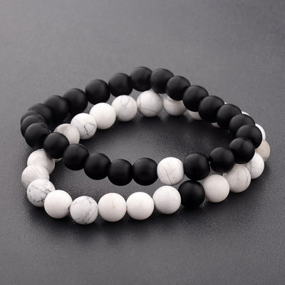 White & Black Stone Couples Bracelets (Two Bracelets)