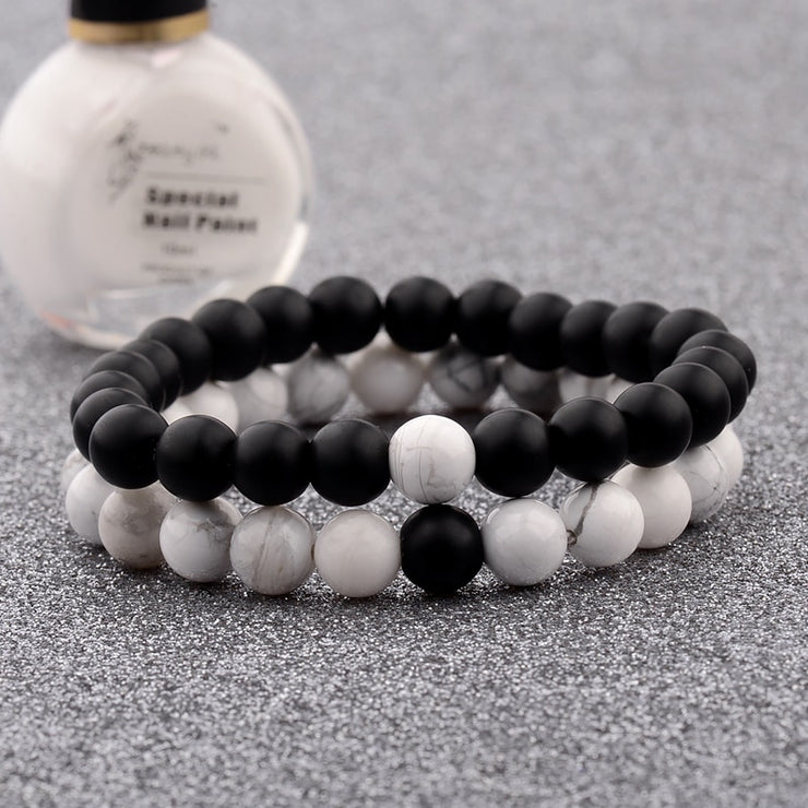 White & Black Stone Couples Bracelets (Two Bracelets)
