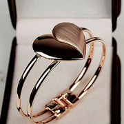 Gold Heart Bangle Bracelet