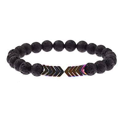 Black & Rainbow Lava Stone Bracelet